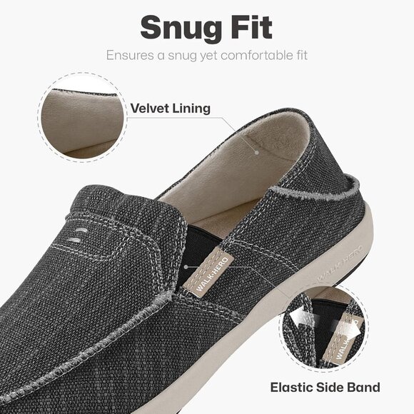 〽️Closed Toe Loafers Sneakers Men\'s Black Canvas Slip On Orthopedic Lightweight main image 8